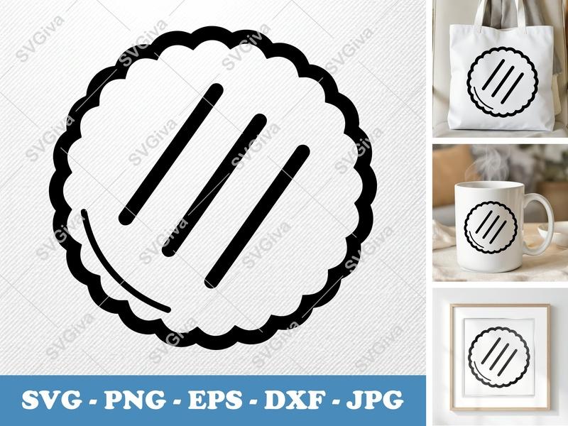 Shortbread SVG Cookie Cut File | Modern Scalloped Biscuit Design | PNG EPS DXF for Cricut, Silhouette