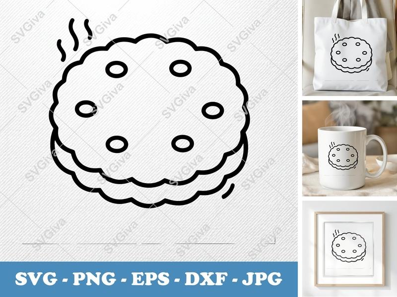 Shortbread SVG | Hot Cookie Cut File | Modern Food PNG, EPS, DXF for Cricut & Silhouette | Baking Snack Design