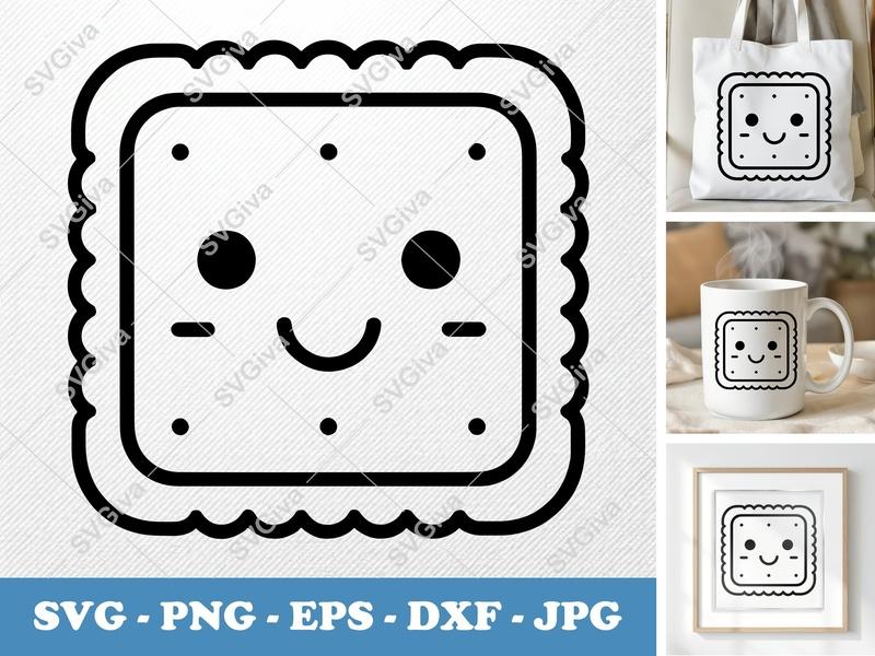 Shortbread with Smiling Face SVG | Friendly Rounded Body Bean-Shaped Design | PNG DXF EPS | Cricut Silhouette File
