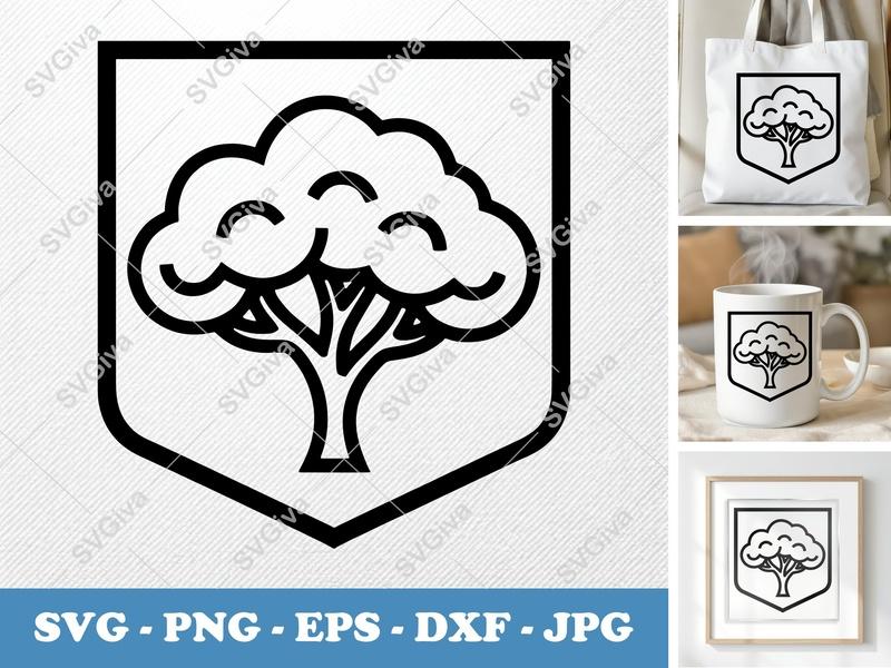 Silk Tree classic svg icon | Shield Emblem, Nature Logo, Digital Download, SVG, PNG, EPS, DXF for Cricut & Silhouette