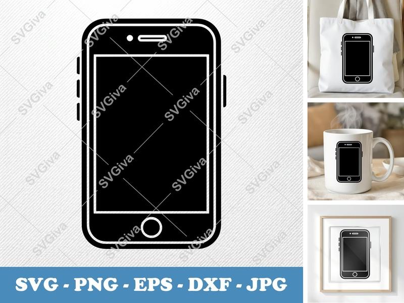 Smartphone classic svg icon | Double Outline Phone Clip Art | SVG PNG EPS DXF for Cricut Silhouette, Mobile Device Vector