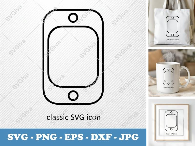 Smartphone classic svg icon | Puffy Soft Phone Outline | SVG PNG DXF EPS for Cricut Silhouette