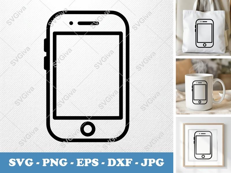 Smartphone classic svg icon | Rounded Body Phone, White Screen, Friendly Bean Shape | SVG, PNG, EPS, DXF for Cricut, Silhouette