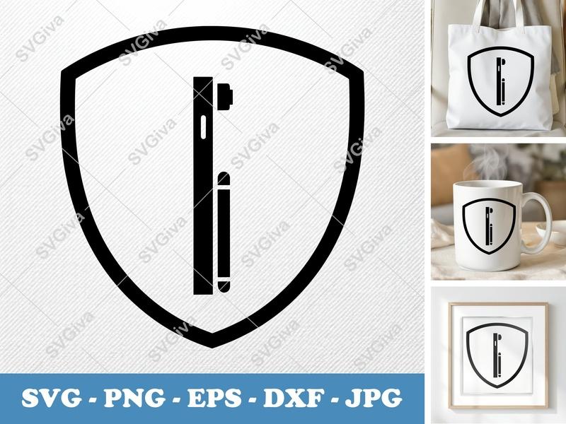 Smartphone SVG | Modern Clean Design, Phone in Shield | PNG EPS DXF for Cricut, Silhouette, Digital Download