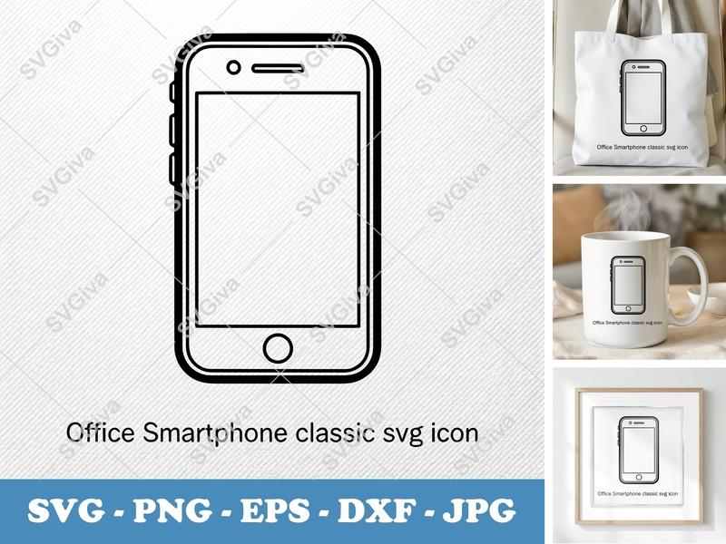 Smartphone SVG | Modern Clean Line Art Phone Icon | PNG EPS DXF | Cricut Silhouette File