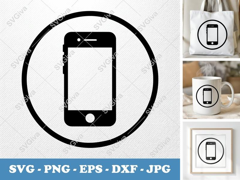 Smartphone SVG | Modern Clean Phone Icon | Mobile Device PNG EPS DXF for Cricut & Silhouette