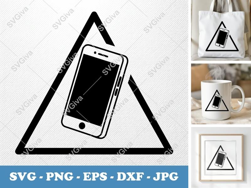 Smartphone SVG | Modern Clean Phone Icon | Warning Triangle | PNG EPS DXF for Cricut Silhouette