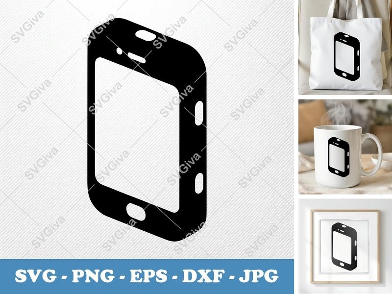 Smartphone SVG | Modern Phone Cut File | Digital Device PNG EPS DXF for Cricut, Silhouette | Tech Icon