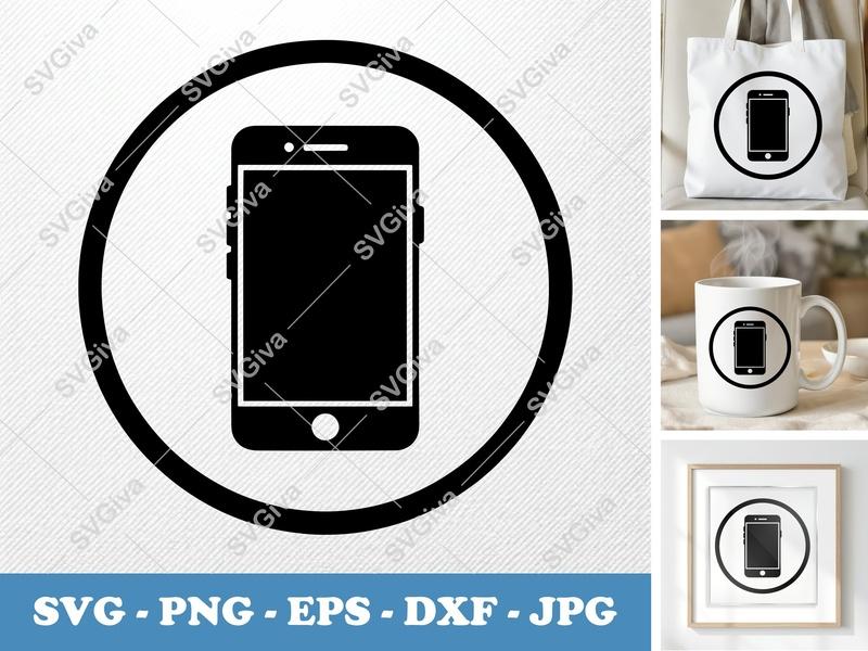 Smartphone SVG | Modern Phone Icon | Cell Phone Cut File | PNG EPS DXF for Cricut, Silhouette | Device Logo Vector
