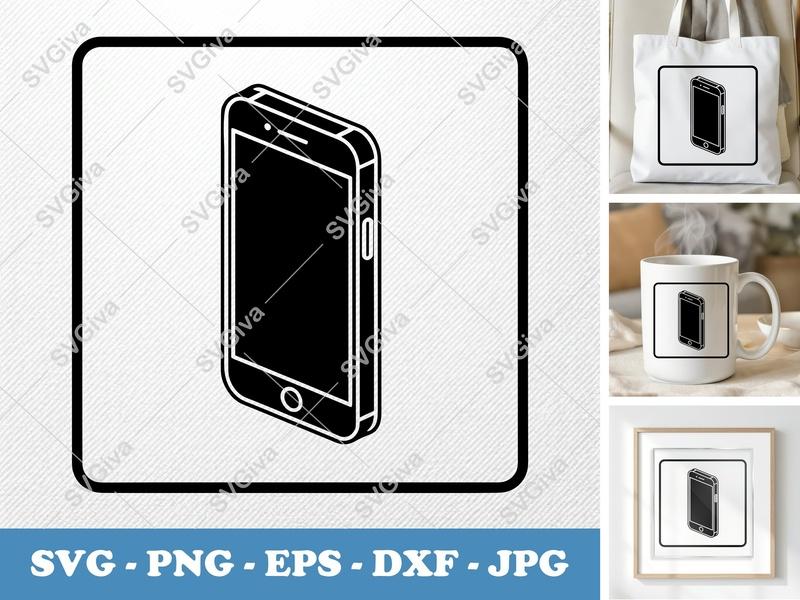 Smartphone SVG | Modern Phone Icon, Isometric View, Mobile Device Cut File | PNG EPS DXF for Cricut Silhouette