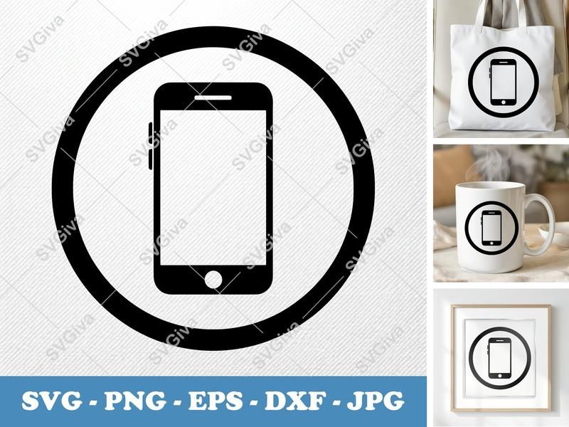 Smartphone SVG | Modern Phone Icon, Mobile Device Cut File | PNG EPS DXF for Cricut, Silhouette, Vector