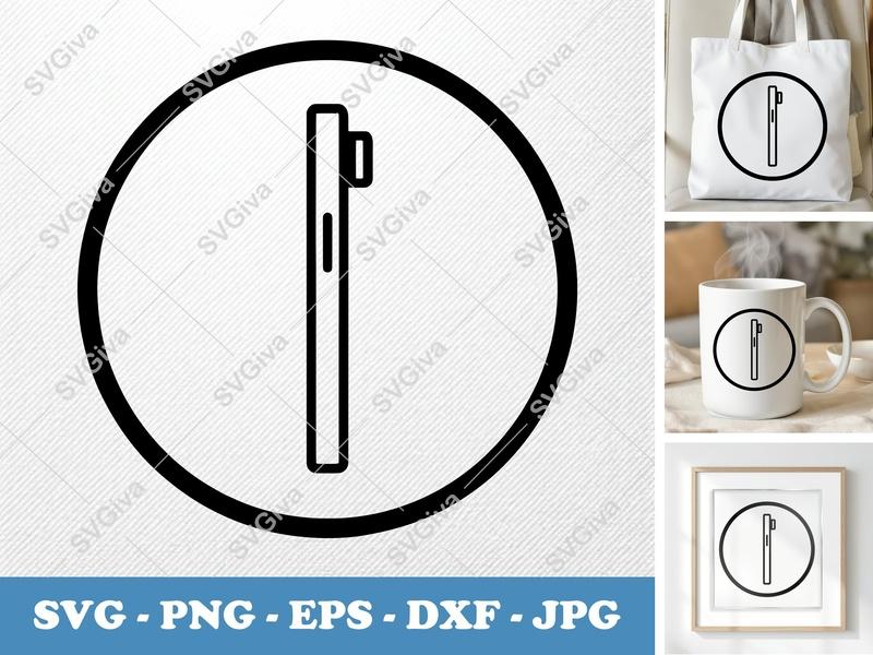 Smartphone SVG | Simple Phone Icon, Mobile Device Cut File | PNG EPS DXF for Cricut, Silhouette, Vector Clipart