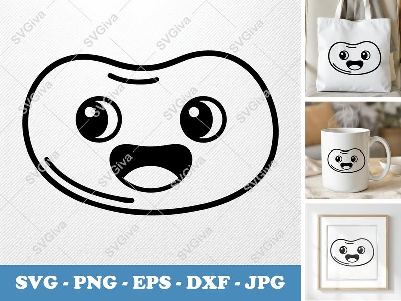 Smiling Candy Bean SVG Bundle | Happy Sweet Treat Cut File for Cricut & Silhouette | PNG, DXF, EPS Included
