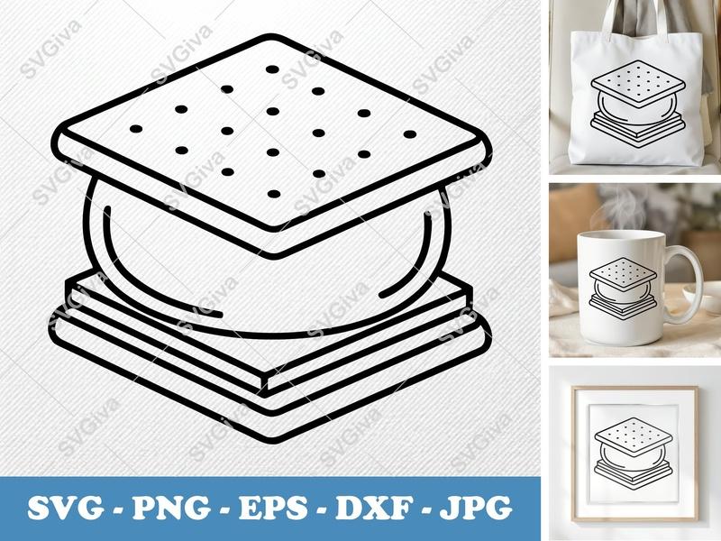 S'mores Campfire Treat SVG PNG DXF EPS | Sweet Snack Cut File for Cricut & Silhouette Crafts