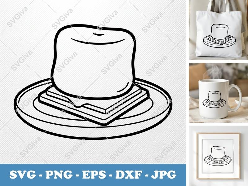 S'mores on a Plate SVG PNG DXF EPS | Cut File Cricut Silhouette | Marshmallow Graham Cracker Chocolate