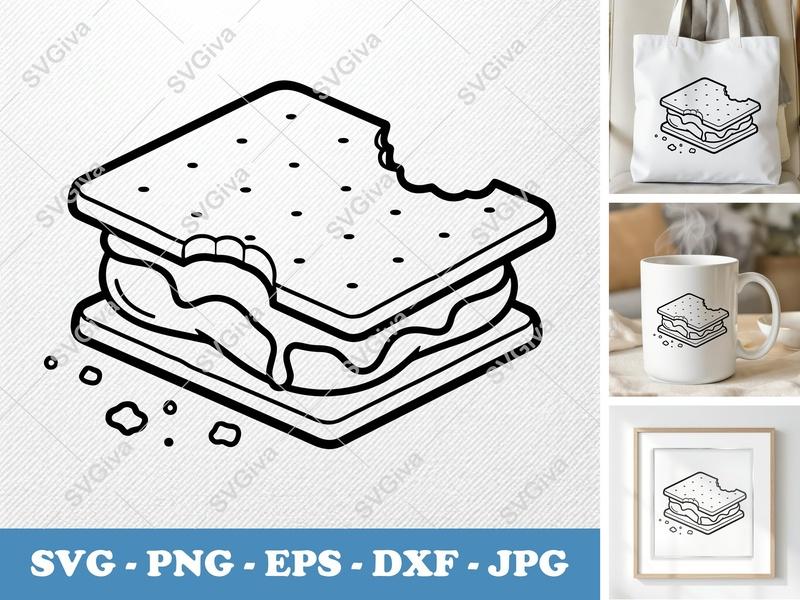 S'mores Partially Eaten SVG PNG DXF EPS | Camping Cut File Cricut Silhouette