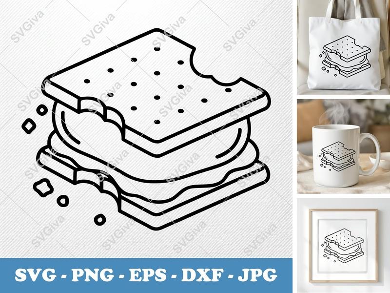 S'mores Partially Eaten SVG PNG DXF EPS | Cricut Silhouette Cut File Vector