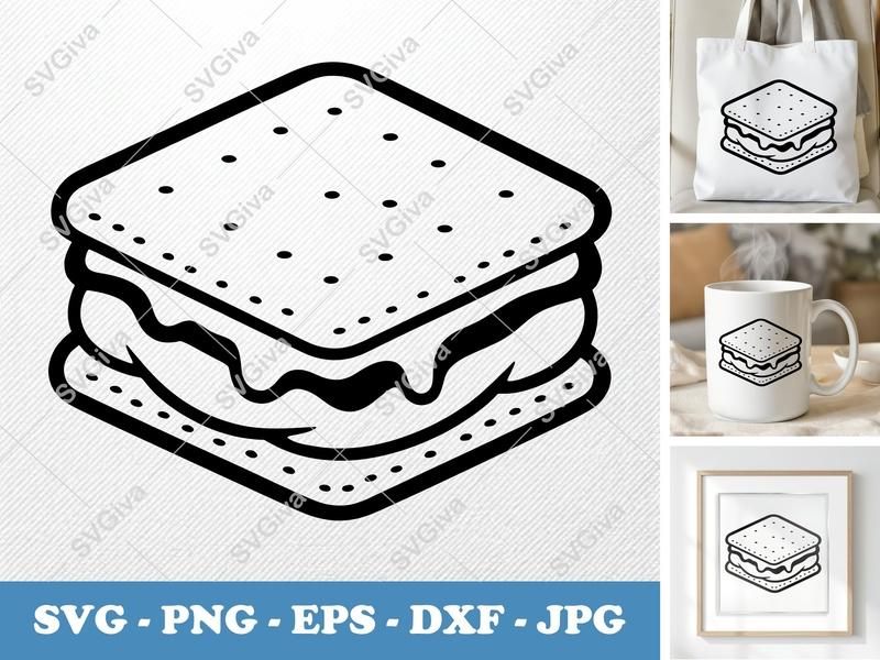 S'mores SVG | Campfire Treat PNG DXF EPS Cricut Silhouette File