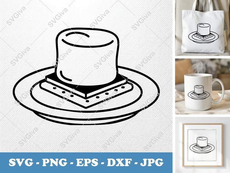 S'mores SVG, Modern Clean Line Art, Dessert Clipart PNG EPS DXF | Cricut Silhouette Cut File