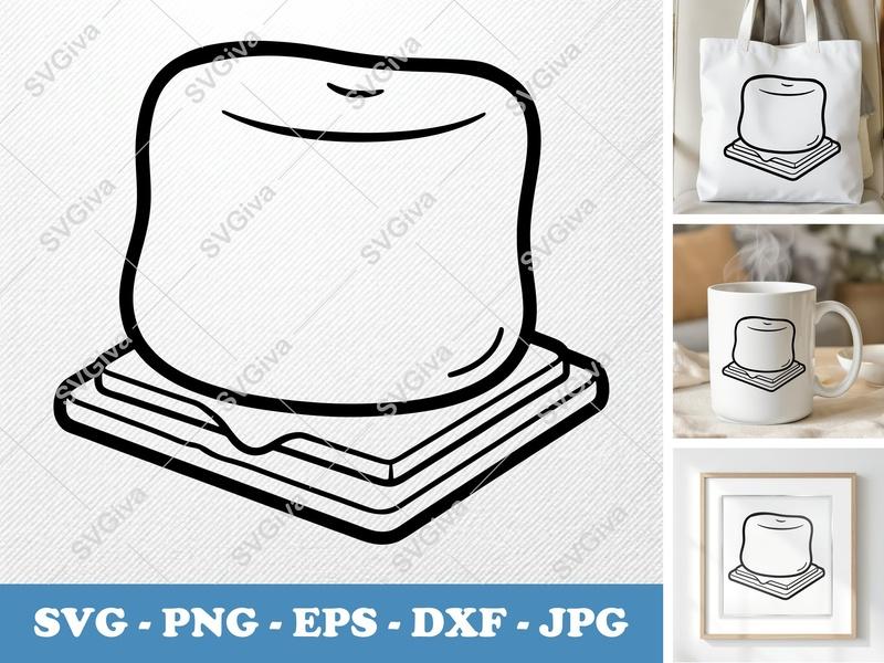S'mores SVG PNG DXF EPS | Camping Food Cut File for Cricut Silhouette | Marshmallow Graham Cracker Chocolate