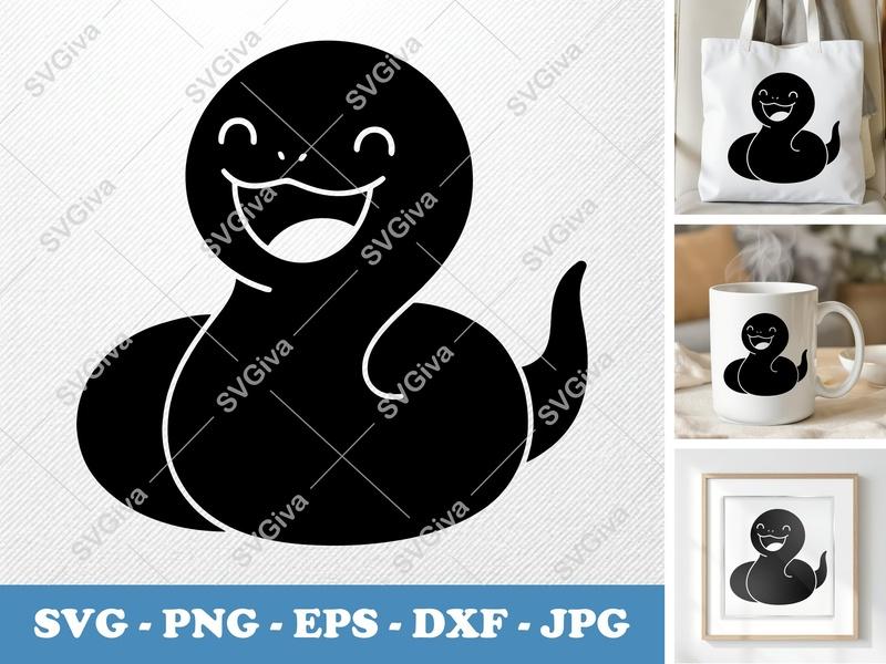 Snake Smiling Happily SVG | Puffy Shapes Inflated Pillow-Soft Design | PNG DXF EPS | Cricut Silhouette File