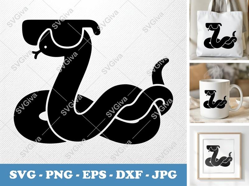 Snake SVG | Modern Clean Line Art Serpent | PNG EPS DXF for Cricut & Silhouette | Reptile Vector Cut File