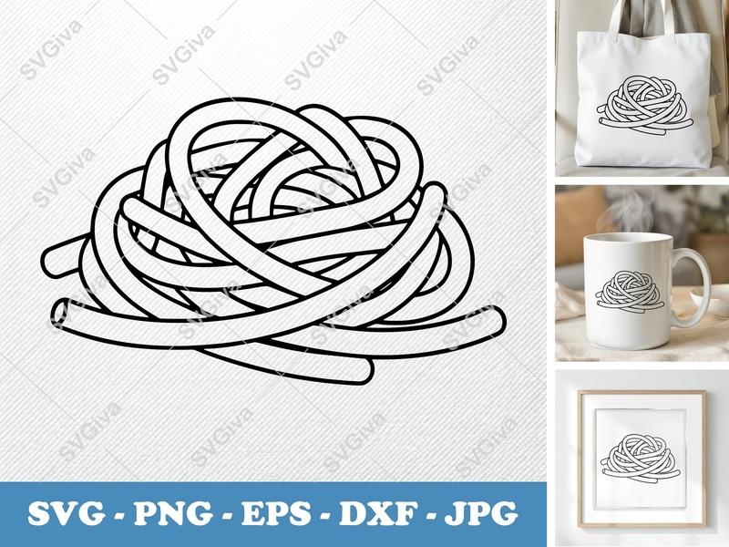 Spaghetti SVG, Puffy Noodles, Pillow-Soft Shapes | PNG DXF EPS | Cricut Silhouette Kitchen Cut File
