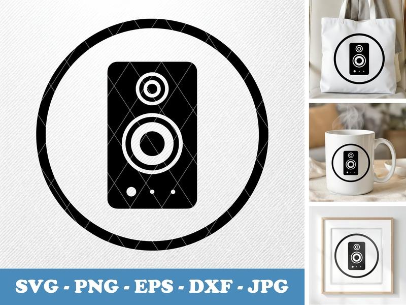 Speaker classic svg icon | Minimal Audio Equipment SVG, PNG, EPS, DXF Cut File for Cricut, Silhouette | Office Decor