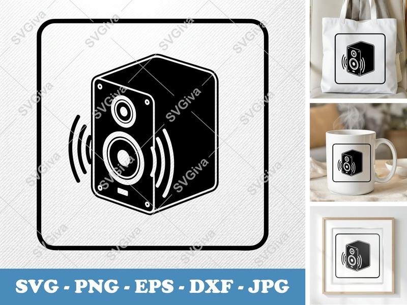 Speaker SVG, Modern Audio Icon | PNG EPS DXF | Cricut Silhouette File, Sound Design Vector Clipart