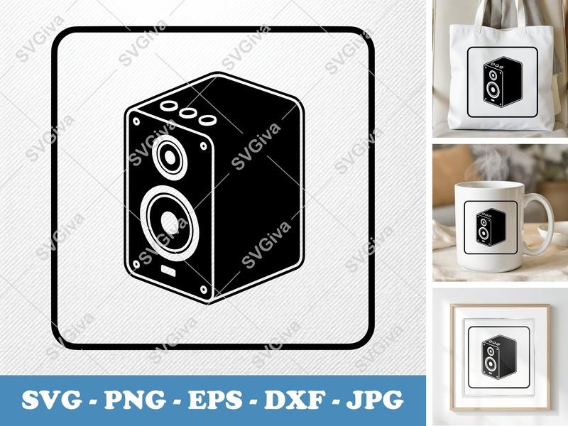 Speaker SVG, Modern Audio Icon, Sound System Clipart | PNG EPS DXF for Cricut, Silhouette