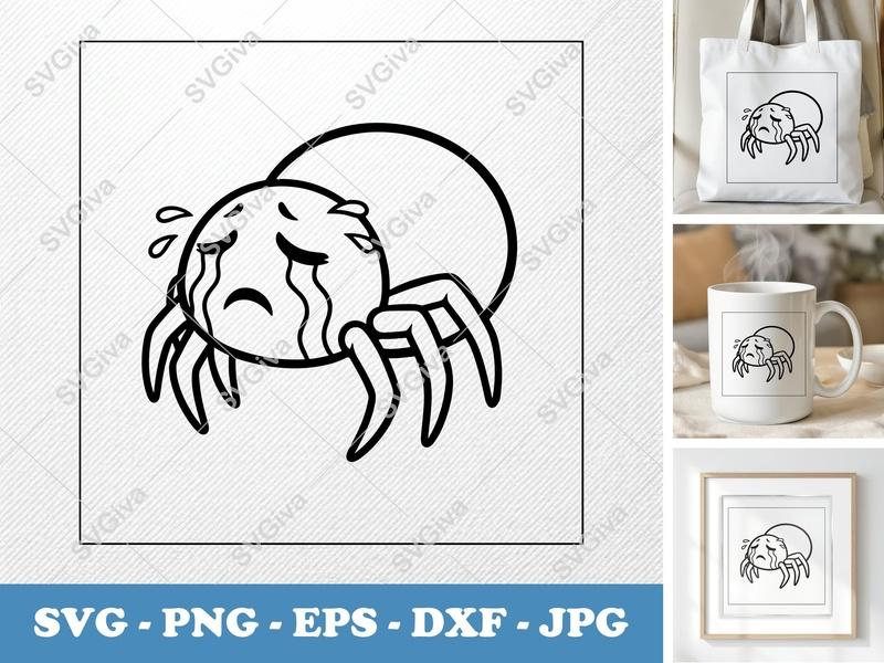 Spider Crying SVG PNG DXF EPS | Cute Insect Cut File for Cricut Silhouette