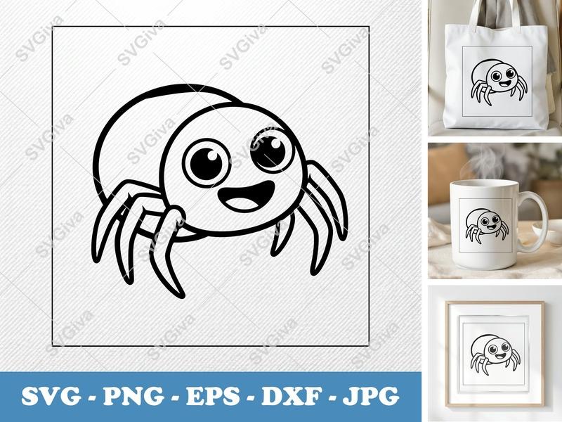 Spider Smiling Happily SVG PNG DXF EPS | Cricut Silhouette Cut File