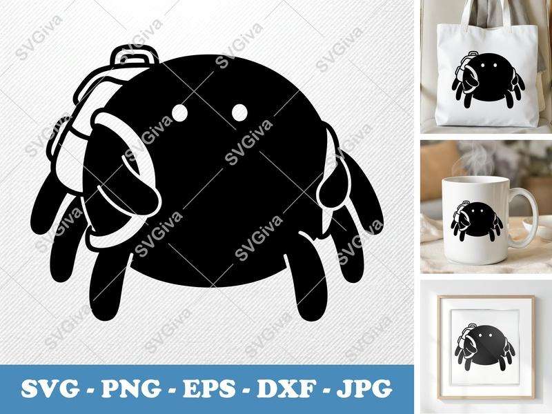 Spider SVG, Cute Backpack Spider PNG, EPS, DXF for Cricut & Silhouette, Modern Insect Cut File, Funny Animal Vector Art