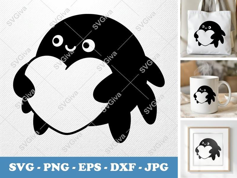 Spider SVG | Cute Modern Spider with Heart | Black & White Clip Art | PNG EPS DXF for Cricut & Silhouette