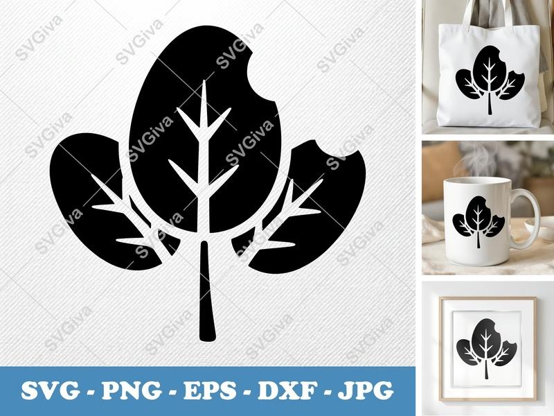 Spinach Partially Eaten SVG | Puffy Pillow Soft Design | PNG DXF EPS | Cricut Silhouette File