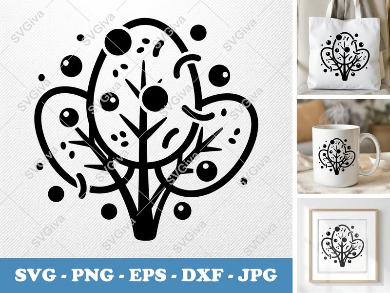 Spinach with Garnish SVG | Puffy Shapes, Inflated Forms | PNG DXF EPS | Cricut Silhouette Cut File