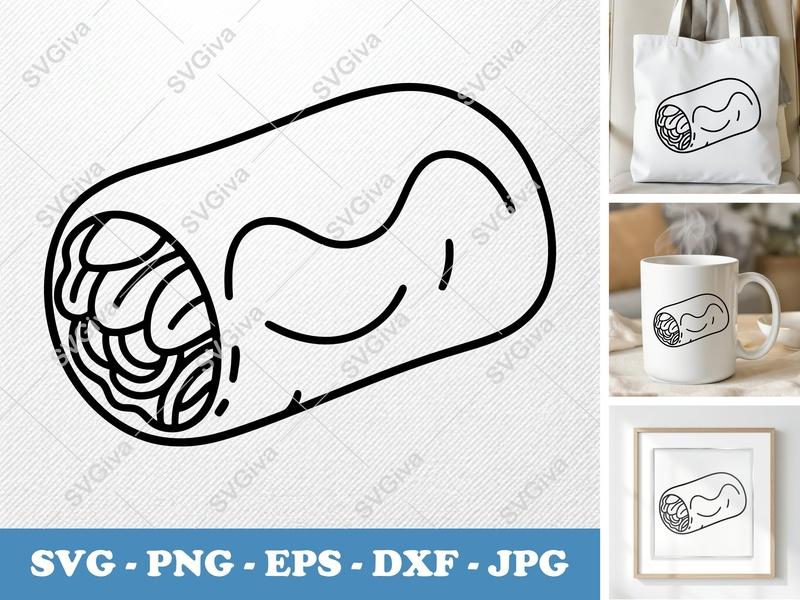 Spring Rolls Soft Puffy SVG, Fresh Food PNG DXF EPS, Pillow-Soft Cricut Silhouette Design