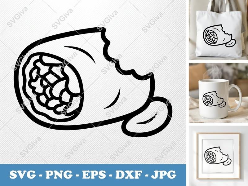 Spring Rolls SVG, Bitten Icon PNG, Asian Food Clipart DXF, Modern Cuisine EPS for Cricut & Silhouette Cut Files