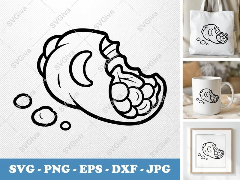 Spring Rolls SVG, Bitten Spring Roll Clipart, Modern Food Cut File, Asian Cuisine PNG, EPS, DXF for Cricut & Silhouette