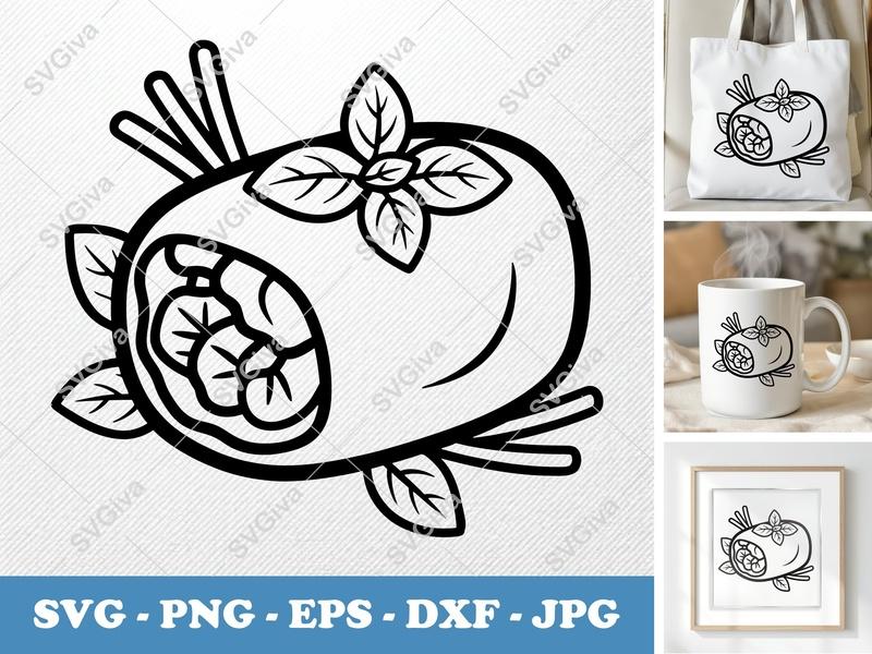 Spring Rolls SVG, Modern Clean Cut File with Herbs | PNG, EPS, DXF for Cricut & Silhouette, Asian Food Vector Art