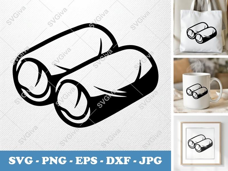 Spring Rolls SVG, Modern Clean Food Cut File, Asian Cuisine, PNG EPS DXF for Cricut & Silhouette, Kitchen Decor