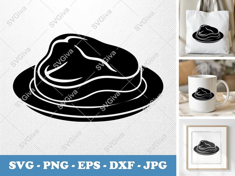 Steak on a Plate SVG PNG DXF EPS | Food Cut File Cricut Silhouette Vector
