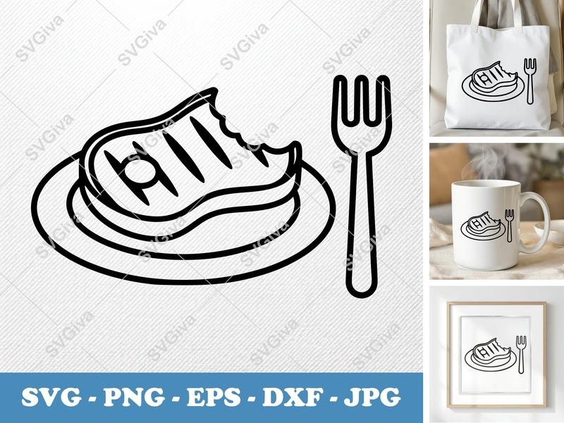 Steak Partially Eaten SVG | Friendly Rounded Body Bean-Shaped Cut File for Cricut, Silhouette | PNG DXF EPS