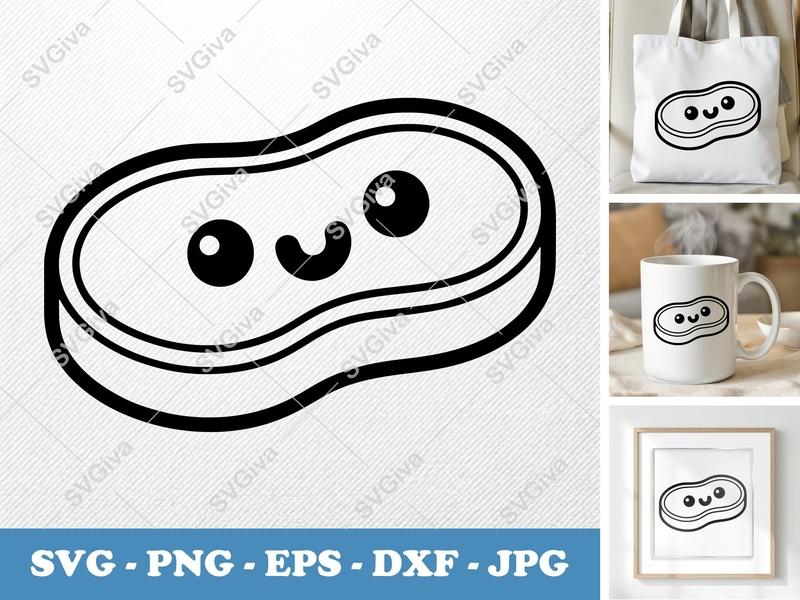 Steak SVG, Cute Kawaii Steak Cut File, Food Clipart, PNG EPS DXF for Cricut, Silhouette, Butcher Shop Decor, BBQ Design