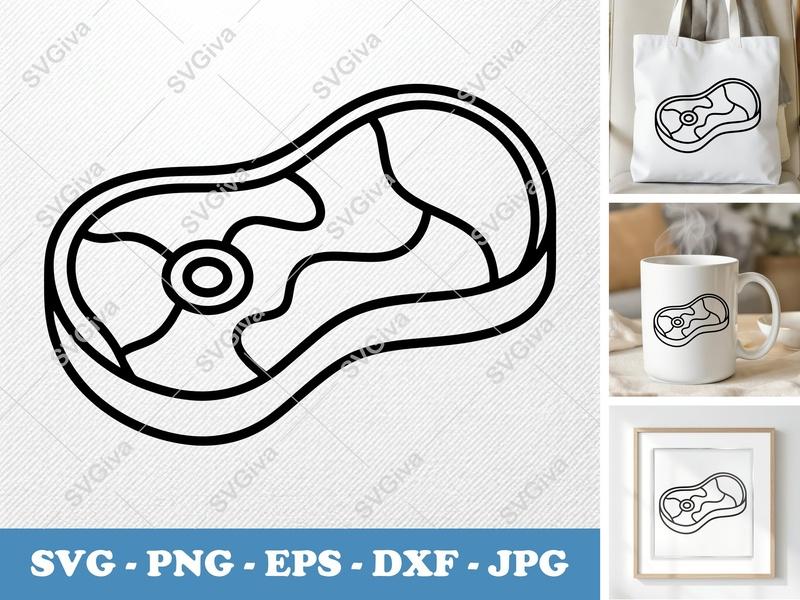 Steak SVG | Friendly Bean-Shaped Design | Meat Cut File | PNG DXF EPS for Cricut Silhouette