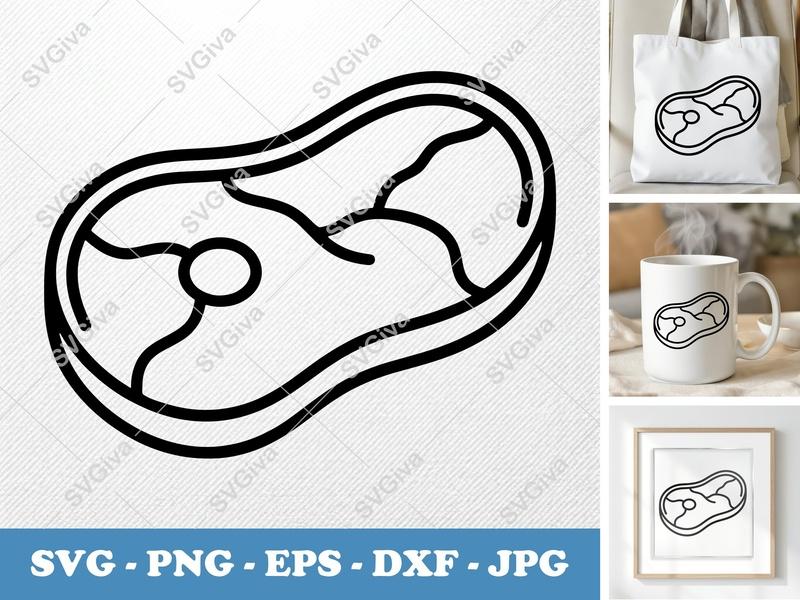 Steak SVG | Meat Fresh Cut File PNG DXF EPS Cricut Silhouette Butcher Kitchen