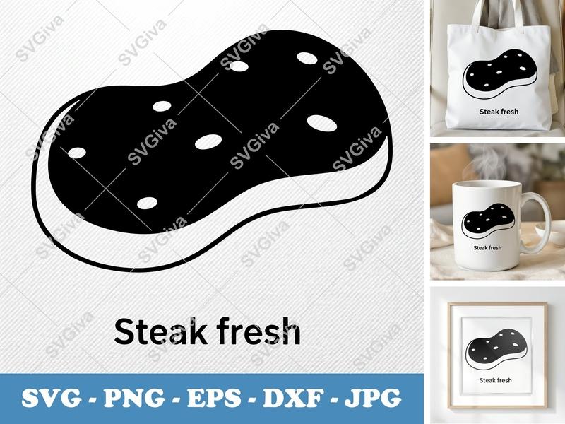 Steak SVG | Modern Clean Design | Meat Cut File, Food Icon | PNG EPS DXF for Cricut, Silhouette, Vector Clipart