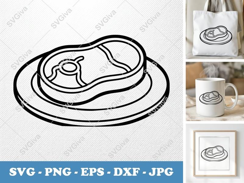 Steak SVG | Modern Clean Design | Meat Cut File | PNG EPS DXF | For Cricut & Silhouette Machines