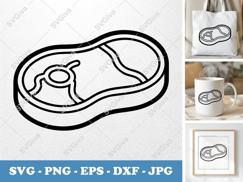 Steak SVG | Modern Meat Cut File for Cricut | Food PNG EPS DXF | Butcher Shop Silhouette Design | Kitchen Clipart