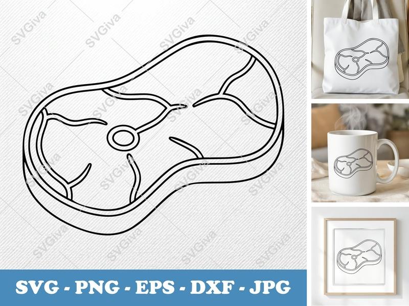 Steak SVG PNG DXF EPS | Meat Cut File for Cricut Silhouette | Kitchen Vector Graphic
